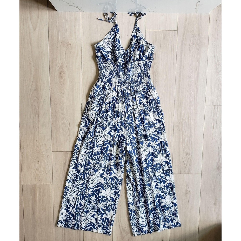 Patrons Of Peace Harem Pants Womens M Blue Floral Elastic Waist Boho Rayon Soft